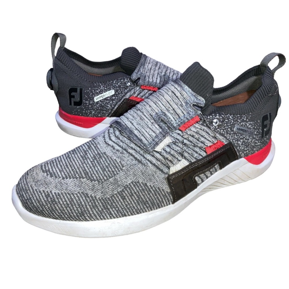 FootJoy Hyperflex Wrapid BOA Golf Shoes Size 8M Charcoal/ Red Stratofoam